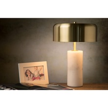 Stylizowana Lampa stołowa glamour Mirasol Biały Marmur/Mosiądz Lucide do salonu i sypialni.