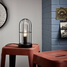 Industrialna Lampa stołowa szklana rustykalna Storm Czarna Brilliant do sypialni i salonu.