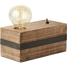 Industrialna Lampa stołowa drewniana Woodhill Drewno/Antyczny Czarny Brilliant do sypialni i salonu.
