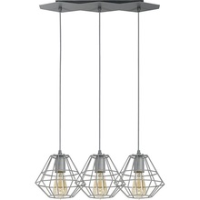 Dekoracyjna Lampa wisząca druciana potrójna Diamond III Szara TK Lighting do salonu, jadalni i sypialni.
