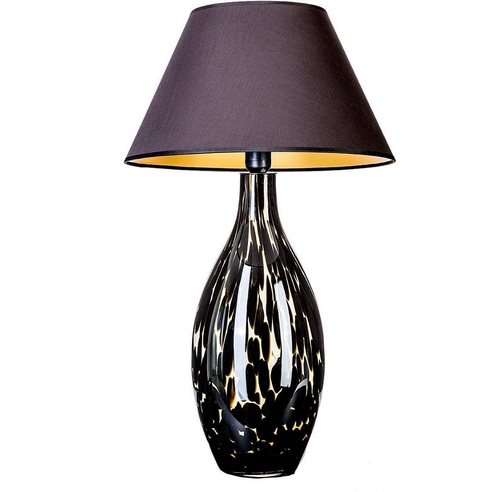 Glamour Lampa stołowa szklana z abażurem Kenya Czarna 4Concepts do salonu i sypialni.