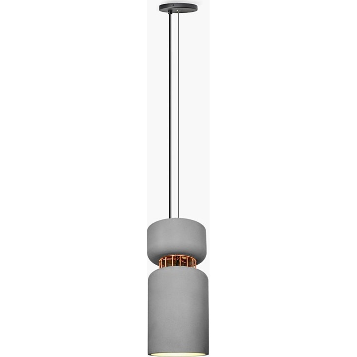 Loftowa Lampa betonowa wisząca tuba Aludra 16 Ciemno szara Lumatix salonu, jadalni i kuchni.