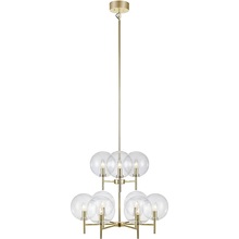 Stylowa Lampa wisząca szklane kule glamour Crown 70 Przeźroczysty/Mosiądz szczotkowany Markslojd do kuchni, salonu i sypialni.