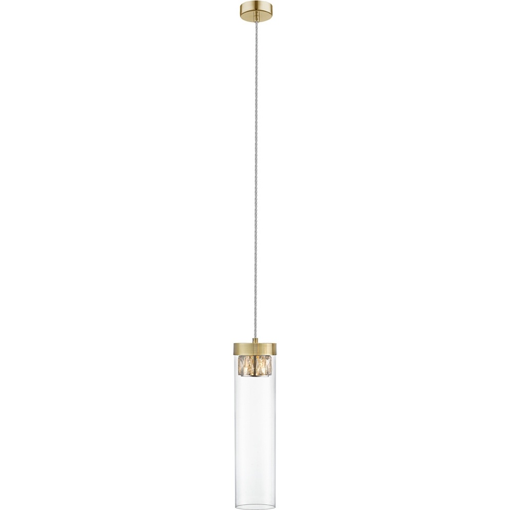 Lampa wisząca szklana tuba glamour GEM II 11 przeźroczysty/złoty ZumaLine do sypialni, salonu i restauracji.