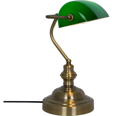 Stylizowana Lampa stołowa bankierska EDES zielona ZumaLine do hotelu i restauracji.