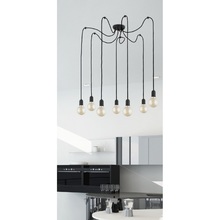 Industrialna Lampa wiszące "żarówki" na kablu Qualle VII Czarna TK Lighting do sypialni, salonu i kuchni.