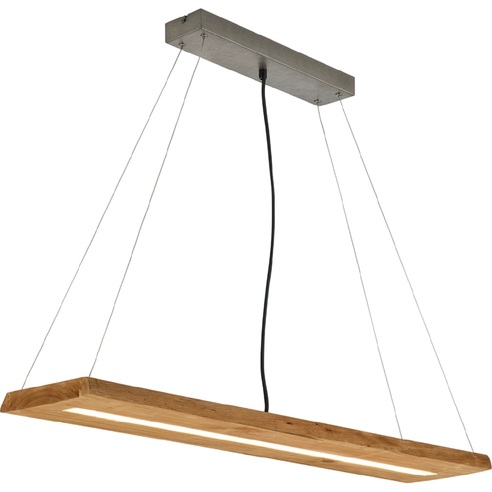 Stylowa Lampa drewniana wisząca podłużna Brad Led 100 Naturalna Trio nad stół, biurko lub do recepcji.