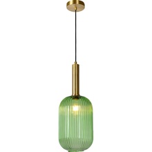 Stylowa Lampa wisząca szklana retro Maloto 20 Zielony/Mosiądz Lucide do kuchni, salonu i sypialni.