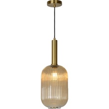 Stylowa Lampa wisząca szklana retro Maloto 20 Bursztynowy/Mosiądz Lucide do kuchni, salonu i sypialni.