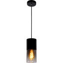 Stylowa Lampa wisząca szklana tuba Zino 10 Szkło dymione/Czarny Lucide do kuchni, salonu i sypialni.