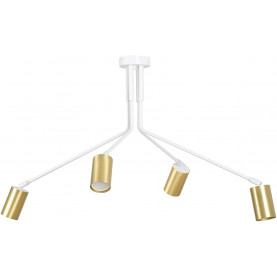 Verno IV white&gold semi flush ceiling light with adjustable arms and 4 lights Emibig