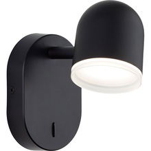 Kinkiet minimalistyczny z włącznikiem Gretchen LED Czarny mat Brilliant do sypialni, salonu i przedpokoju.
