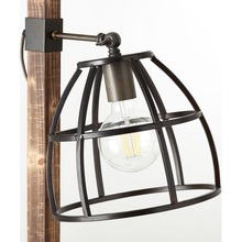 Industrialna Lampa podłogowa druciana Matrix Czarna stal/Drewno Brilliant do salonu, sypialni i gabinetu.