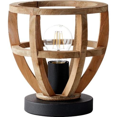 Lampa drewniana stołowa Matrix Postarzane drewno/Czarny korund Brilliant do salonu i sypialni.