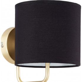 Stylowy Kinkiet glamour z abażurem Clarie czarno-mosiężny Brilliant do hotelu, sypialni i salonu. 2