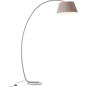 Lampa podłogowa łukowa z abażurem Brok, brązowo-szara. Elegancka lampa stojąca loft o smukłej, łukowej podstawie i miękkim, brązowym abażurze. Stylowy dodatek do salonu, sypialni. Marmurowa podstawa. 2