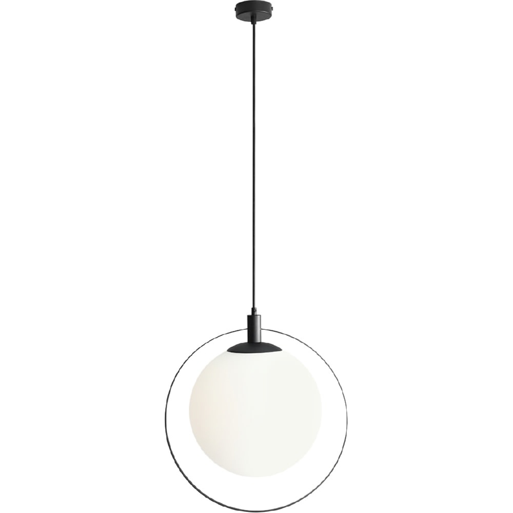 Designerska Lampa wisząca szklana kula Aura 42 biało-czarna Aldex do salonu, kuchni i holu.