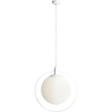 Designerska Lampa wisząca szklana kula Aura 42 biała Aldex do salonu, kuchni i holu.