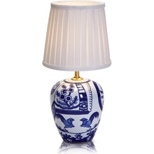 Lampa stołowa ceramiczna z abażurem Goteborg 17 Niebieska/Biała Markslojd do sypialni, salonu i przedpokoju.