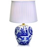 Lampa stołowa ceramiczna z abażurem Goteborg 30 Niebieska/Biała Markslojd do sypialni, salonu i przedpokoju.