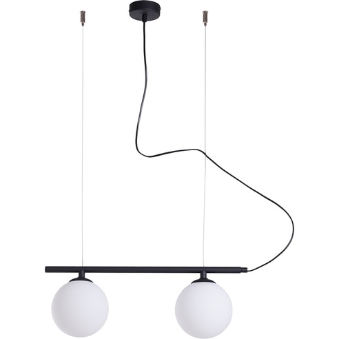 Designerska Lampa wisząca szklane kule Beryl Glass II biało-czarna Aldex do salonu, kuchni i holu.