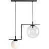 Designerska Lampa wisząca 2 szklane kule Zac Black II 72 przezroczysto-biało-czarna Aldex do salonu, kuchni i holu.