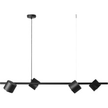 Stylowa Lampa wisząca podłużna 4 punktowa Bot 121 czarna Aldex nad stół, biurko lub do recepcji.