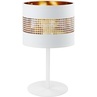 Dekoracyjna Lampa stołowa glamour z abażurem Tago biało-złota Tk Lighting do salonu i sypialni.