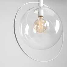 Designerska Lampa wisząca szklana kula Aura 42 przezroczysto-biała Aldex do salonu, kuchni i holu.