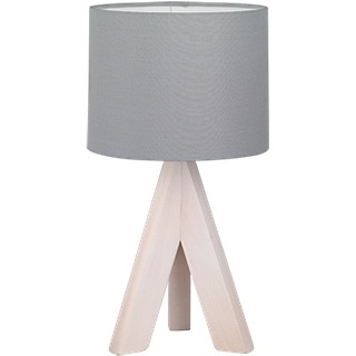 Stylowa Lampa stołowa skandynawska trójnóg Ging Szary/Drewno Reality salonu i sypialni.
