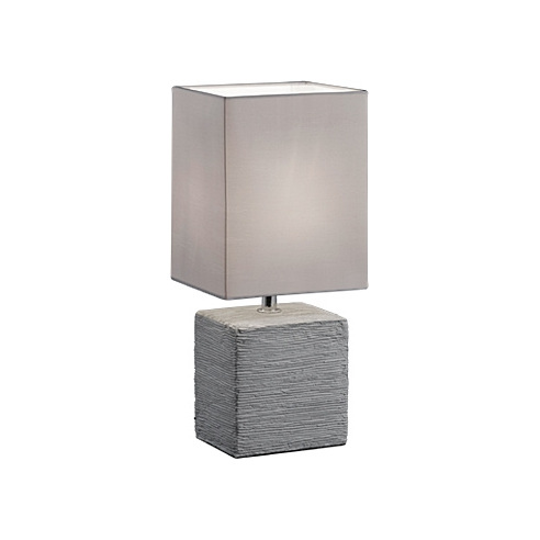Nocna - Lampa stołowa ceramiczna z abażurem Ping Tytanowa Reality do sypialni.
