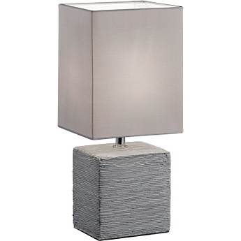 Nocna - Lampa stołowa ceramiczna z abażurem Ping Tytanowa Reality do sypialni.