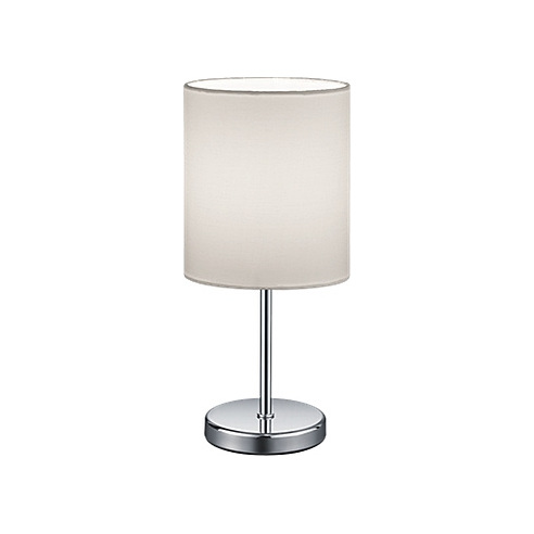 Nocna - Lampa stołowa nocna z abażurem Jerry Biały/Chrom Reality do sypialni.