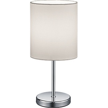 Nocna - Lampa stołowa nocna z abażurem Jerry Biały/Chrom Reality do sypialni.