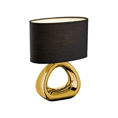 Stylizowana Lampa stołowa glamour z abażurem Gizeh Czarny/Złoty Reality do salonu i sypialni.