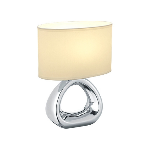 Lampa stołowa nowoczesna z abażurem Gizeh Biały/Srebrny Reality do sypialni i salonu.