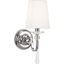 Stylowy Kinkiet glamour z abażurem Charlotte Biały/Chrom MaxLight do hotelu, sypialni i salonu.