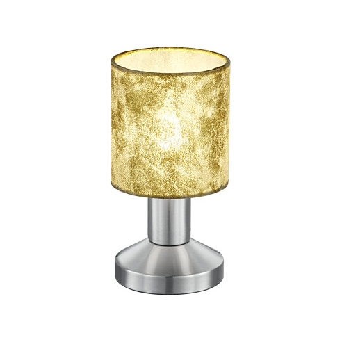 Glamour Lampa stołowa z abażurem Garda Złoty/Nikiel Mat Trio do salonu i sypialni.