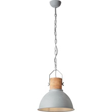 Lampa wisząca industrialna z drewnem Frieda 39 Betonowa Szara/Drewniana Brilliant do sypialni, salonu i kuchni.