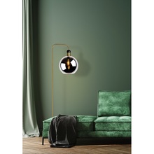 Nowoczesna Lampa podłogowa szklana kula Julius Szkło Dymione/ Czarny Marmur Lucide do salonu, sypialni i poczekalni.