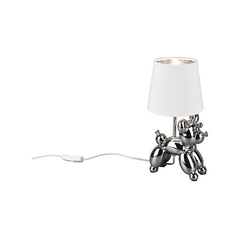 Lampa stołowa dekoracyjna piesek Bello biało-srebrna Trio do salonu i sypialni