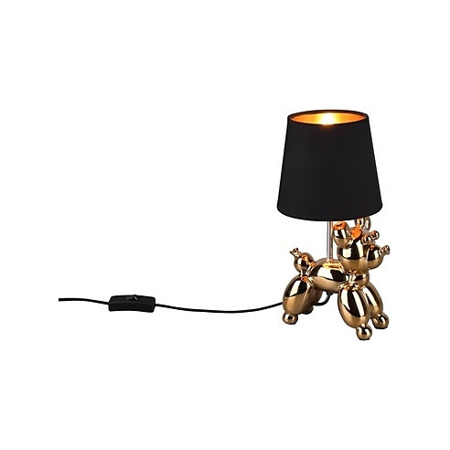 Lampa stołowa dekoracyjna piesek Bello czarno-złota Trio do salonu i sypialni