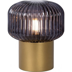 Lampa szklana stołowa retro Jany szkło dymione/mosiądz do salonu i sypialni 2