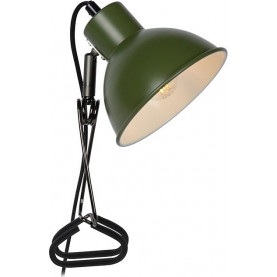 Lampka biurkowa klips Moys zielono-czarna Lucide.  Zielona lampa biurkowa z metalową, regulowaną ramieniem i klipsowym uchwytem.  Elegancki, retro design.  Białe wnętrze klosza zapewnia równomierne oświetlenie. 2