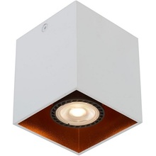 Punktowa Lampa spot kwadratowa Bodibis 8 biało-miedziana Lucide do kuchni i przedpokoju
