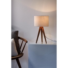 Skandynawska Lampa stołowa trójnóg drewniany z abażurem Kullen 22 Dąb Biała Markslojd salonu i sypialni.