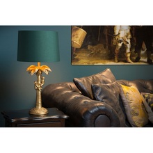 Lampa stołowa dekoracyjna z abażurem Coconut czarno-mosiężna Lucide do salonu i sypialni