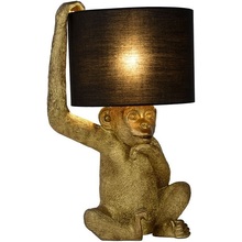Lampa stołowa dekoracyjna "małpka" Gust mosiężno-czarna Lucide do salonu i sypialni