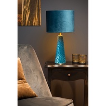 Lampa stołowa welurowa glamour Velvet niebieska Lucide do salonu i sypialni