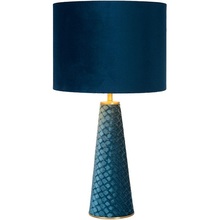Lampa stołowa welurowa glamour Velvet niebieska Lucide do salonu i sypialni
